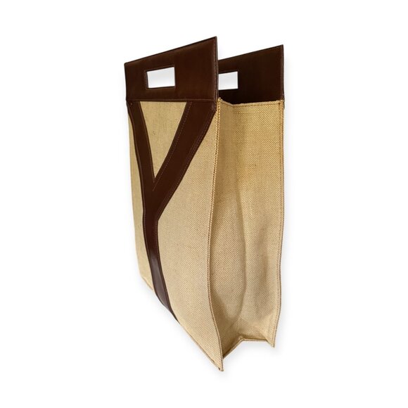 Vintage Yves Saint Laurent Y Panel Tote | Canvas & Leather - Picture 2 of 7